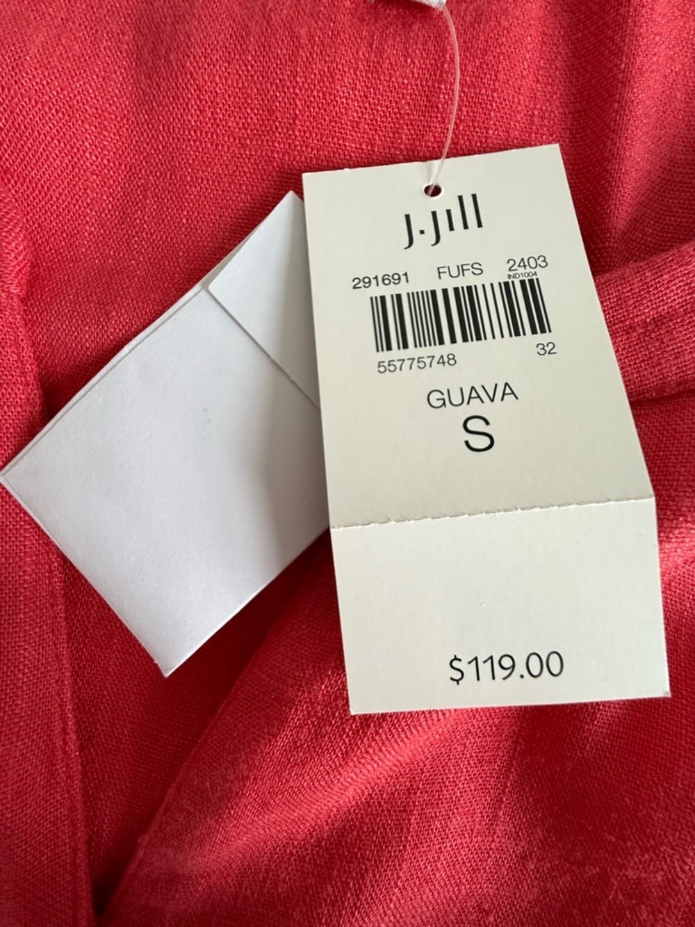 J.Jill Guava Pink Linen Blend Dress NWT Small Button Front Summer Vacation Dress - Picture 13 of 13